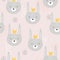 Rabbits with crowns, colorful seamless pattern. Decorative cute background with animals