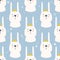 Rabbits with crowns, stars, colorful cute seamless pattern