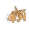 Rabbits on the farm, animals that are paired, hares are beige, print, household, fluffy animals, isolated illustration