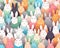 Rabbits funny pattern of groupe are cute cartoon hares.