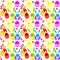 Rabbits with hearts seamless pattern