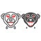 Rabies in a dog line and solid icon, Diseases of pets concept, angry animal sign on white background, Rabid dog icon in