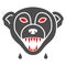 Rabies in a dog solid icon, Diseases of pets concept, angry animal sign on white background, Rabid dog icon in glyph