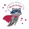 Raccon in superhero mask and cloak.You are my hero