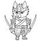 Raccon warrior mascot line art