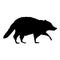 Raccoon Black Silhouette Walking on Isolated White Background