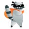 Raccoon burglar icon, cartoon style