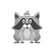 Raccoon cartoon kawaii square face, animal emoji