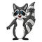 Raccoon cartoon wave hands