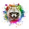 Raccoon with creative colorful abstract element on background