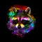 Raccoon with creative colorful abstract element on background