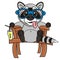 Raccoon in glasses sitting on a bench