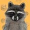 Raccoon illustration drawn in pen with digital color