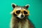 raccoon pet young music jockey party animal background fun portrait glasses. Generative AI.