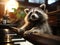 Raccoon playing piano with camera settings