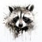 Raccoon Portrait: Expressive Sketch With Watercolor Splashes