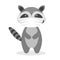 The raccoon puts on a virus mask. Influenza protection in children