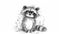 Raccoon Ruckus: Frazzled Ink Cartoon Raccoon