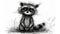Raccoon Ruckus: Frazzled Ink Cartoon Raccoon