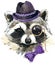 Raccoon Watercolor illustration. Cartoon woodland animal.