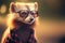 a raccoon wearing glasses and a plaid shirt looks into the camera lens with a blurry background of the image of a raccoon wearing