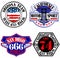 Race Bikers Garage Repair Service Emblems and Motorcycling Clubs Tournament