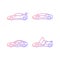 Race car models gradient linear vector icons set