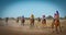Race horses returning to scale in the Australian bush at the Come By Chance Picnics NSW Australia