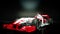 Race sport car in dark studio. realistic 4K animation.