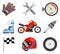 Race sport championship motocross motorbike vehicle icons set flat bike design vector illustration