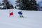 Race time, skier is going down the hill, Ponte di Legno