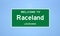 Raceland, Louisiana city limit sign. Town sign from the USA.