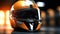 Racer helmet on asphalt, karting sport concept. Generative Ai