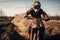 racer on sports enduro motorbike in off-road competitions. Generative AI
