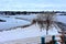 Racine Wisconsin Harbor in Winter with City Skyline in Distance