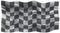 A racing black and white chequered silk flag