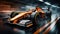 Racing car at high speed. Racer on a racing car passes the track. Motor sports competitive team racing. Motion blur background