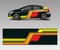 Racing car wrap. abstract strip shapes for Company car wrap, sticker, and decal template design vector