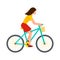 Racing cyclist in action fast road biker from side front view vector illustration.