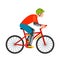 Racing cyclist in action fast road biker from side front view vector illustration.