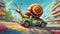 Racing Escargot: Giant Snail in High-Speed Pursuit of a Car - Dynamic Vector Illustration