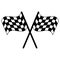 Racing flags crossed symbol in black and white