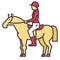 Racing horse, rider, horseman, jockey, race concept.