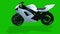 A racing motor bike view from left side - on green screen - 3D Rendering Animation