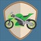 racing motorbike on shield. Vector illustration decorative design