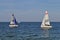 Racing sailboats