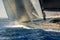 Racing sailing yacht going fast in the Mediterranean sea