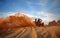 Racing in the sand on a four-wheel drive quad