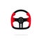Racing steering wheel icon isolated, creative auto part logo,