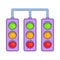 Racing traffic lights icon, cartoon style